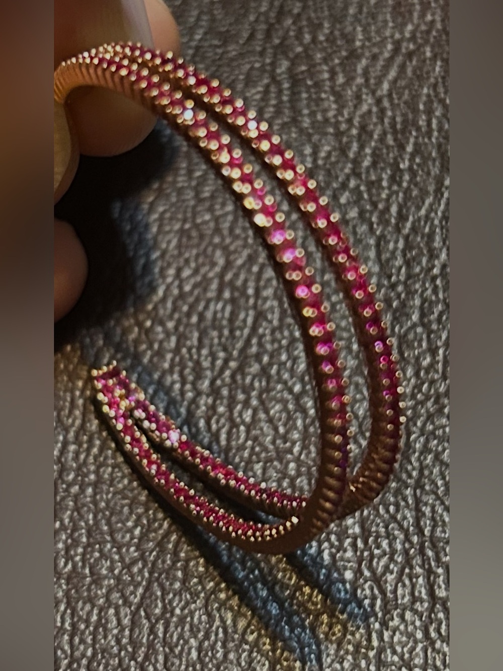 Rose Gold Tone (Vintage estate)Earrings with Pink Crystal Accents